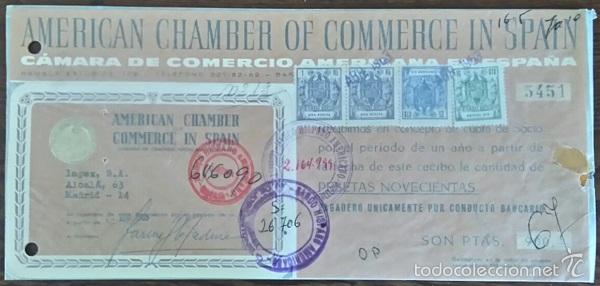 Documentos bancarios: RARO DOCUMENTO DE LA CAMARA DE COMERCIO AMERICANA EN ESPA&Ntilde;A 1963 - Foto 2