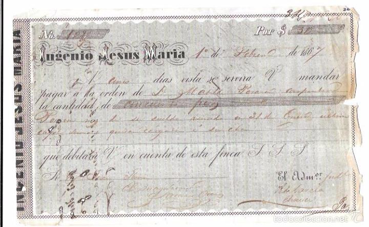 Documentos bancarios: CUBA. INGENIO JESUS MARIA. 1867. PAGAR&Eacute;. - Foto 1