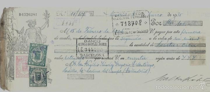 Documentos bancarios: LETRA DE CAMBIO - EMITIDA EN -  MADRID  - EL   8 - 3 - 1935 - Foto 1