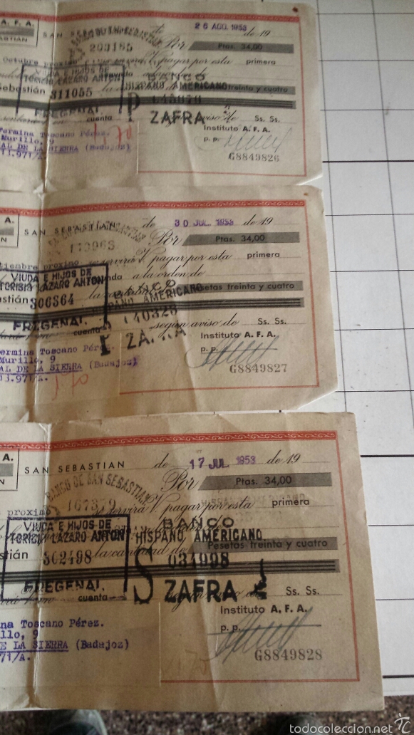 Documentos bancarios: Lote 4 letras de cambio a&ntilde;os 50 - Foto 2