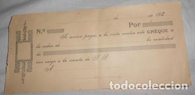 Documentos bancarios: ANTIGUO CHEQUE DE LOS A&Ntilde;OS 20 - Foto 1
