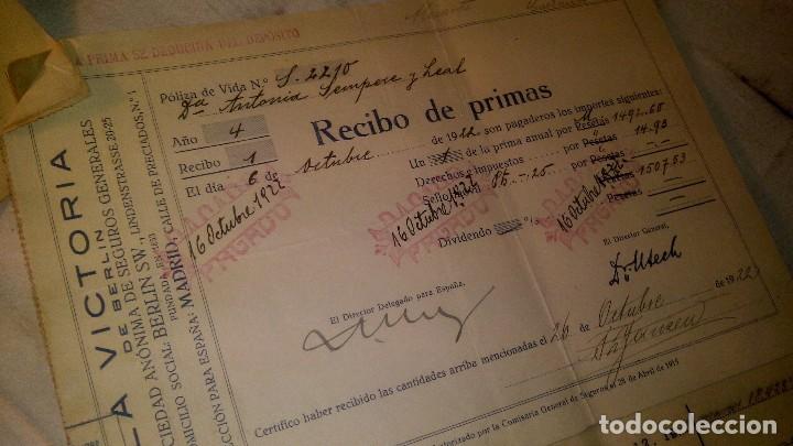 Documentos bancarios: ANTIGUA POLIZA LA VICTORIA DE BERLIN - Foto 5