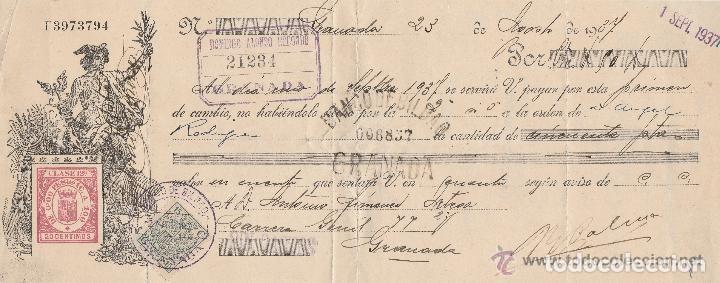 Documentos bancarios: 1937.GRANADA .LETRA DE CAMBIO,BANCO DE BILBAO - Foto 1