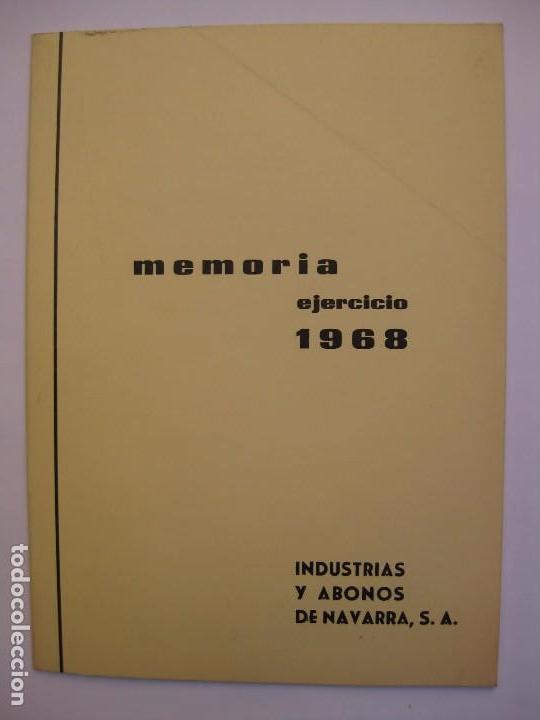 Documentos bancarios: INDUSTRIAS Y ABONOS DE NAVARRA, S.A. - MEMORIA EJERCICIO 1968 - Foto 1