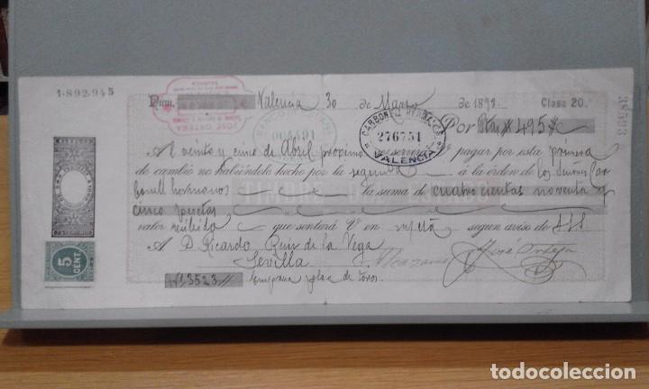 Documentos bancarios: Letra de Cambio Banco de Espa&ntilde;a, Valencia, 1898 - Foto 1