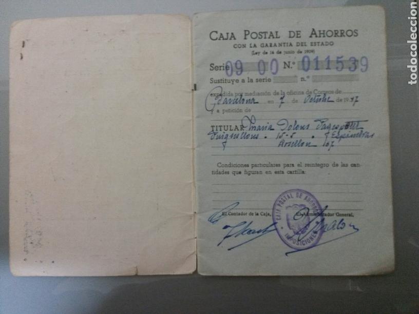 Documentos bancarios: LIBRETA CORRIENTE CAJA POSTAL DE AHORROS A&Ntilde;O 1947 - Foto 2