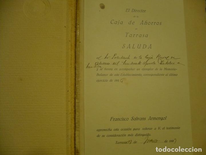 Documentos bancarios: BALANCE GENERAL EJERCICIO 1926 CAJA DE AHORROS DE TARRASA - Foto 1