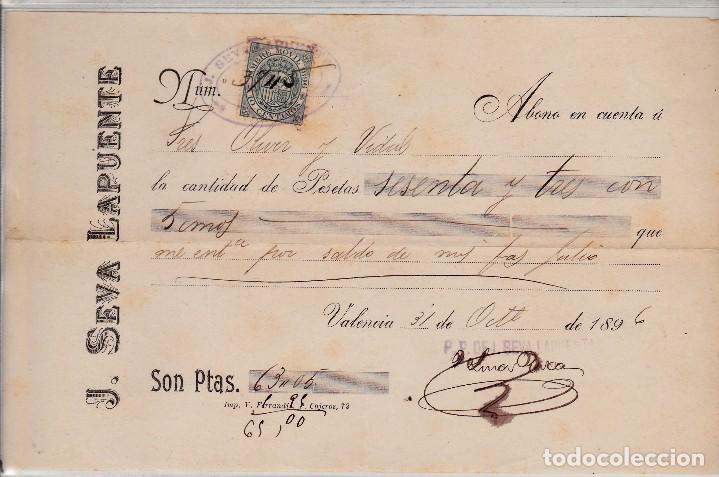 Documentos bancarios: J.SEVA LA PUENTE VALENCIA 1896 LETRA - Foto 1
