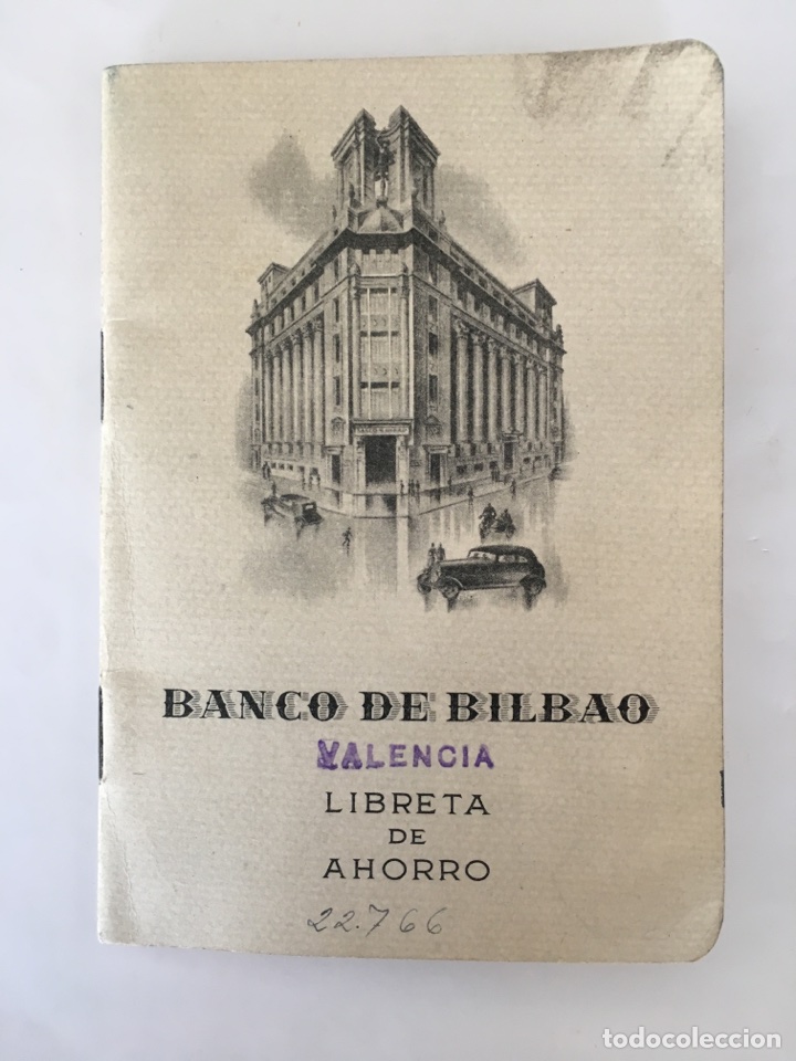 Documentos bancarios: Valencia Libreta de Ahorro Banco de Bilbao (h.1954) - Foto 1