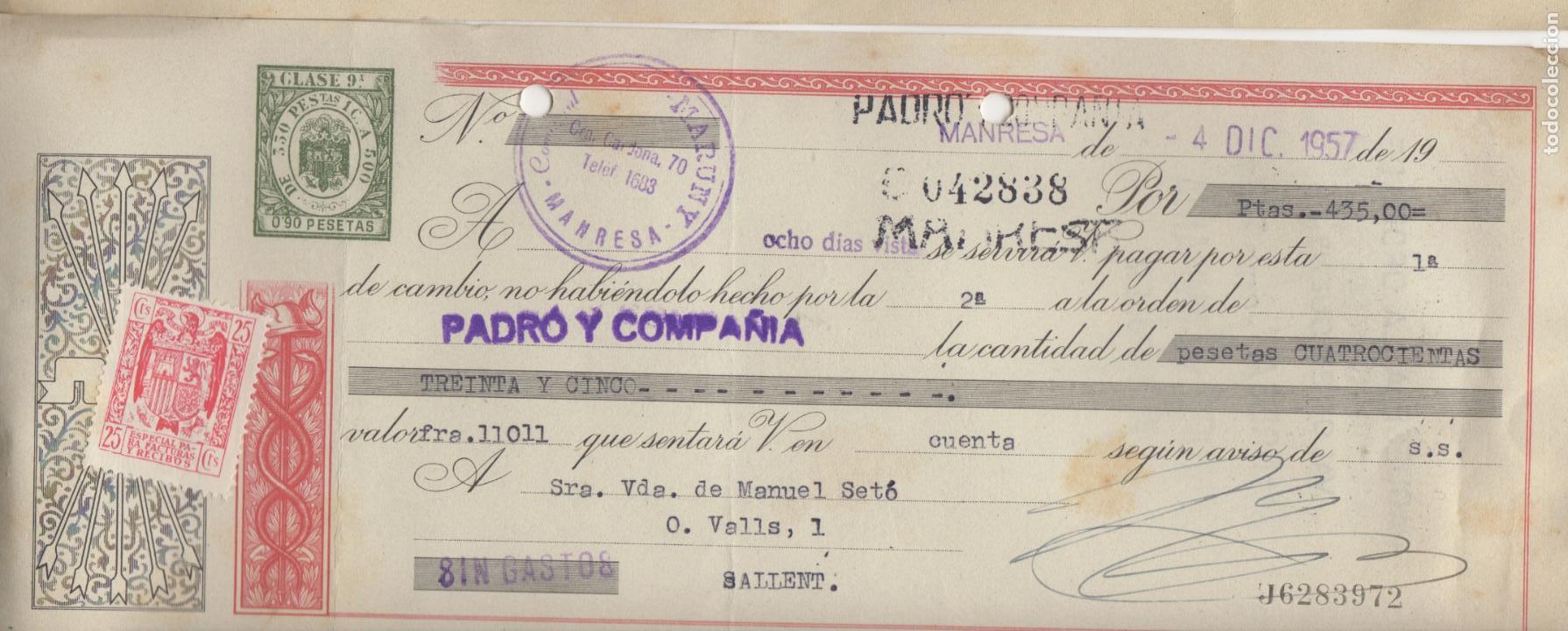 Documentos bancarios: letra de cambio 1957 - manresa - comercial maruny - Foto 1