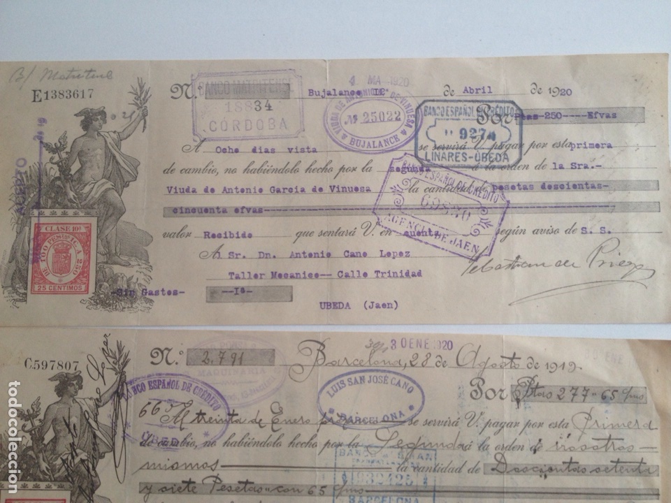Documentos bancarios: Lote letras de cambio Ubeda Ja&eacute;n - Foto 2