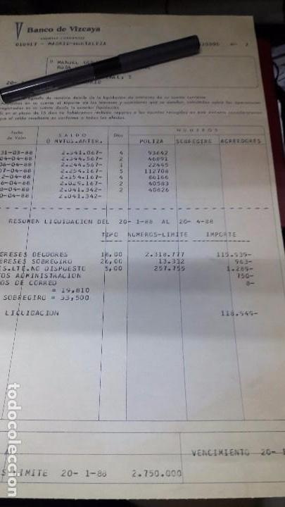 Documentos bancarios: Extracto banco Vizcaya 1988 - Foto 1