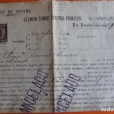 Documentos bancarios: BANCO DE ESPAÑA, CREDITO SOBRE EFECTOS PUBLICOS, 1904, RARO TIMBRE FISCAL. Lote 95518719