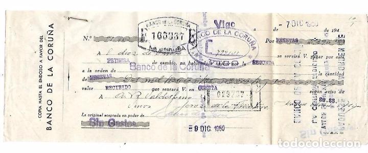 Documentos bancarios: LETRA DE CAMBIO. BANCO DE LA CORU&Ntilde;A. VIGO. 1950. - Foto 1