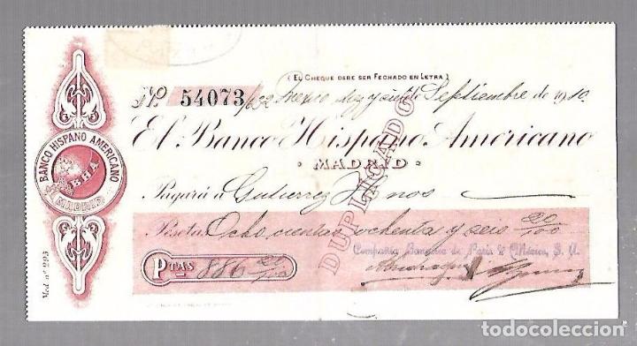 Documentos bancarios: PAGARE. BANCO HISPANO AMERICANO. MADRID. 1910 - Foto 1