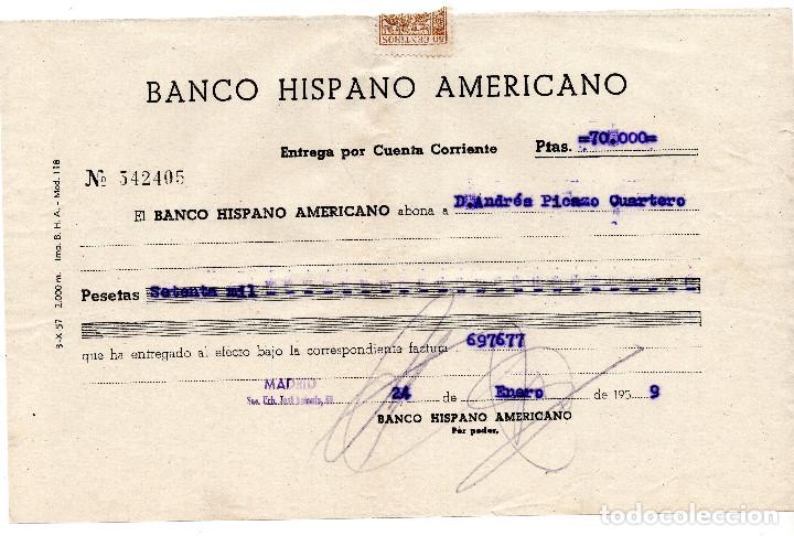 Documentos bancarios: RESGUARDO - BANCO HISPANO AMERICANO - 1959 - Foto 1