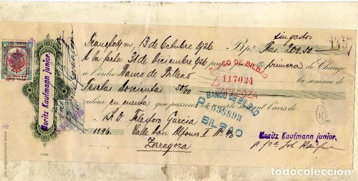 Documentos bancarios: Letra de cambio Banco de Bilbao. Varios sellos. - Foto 1