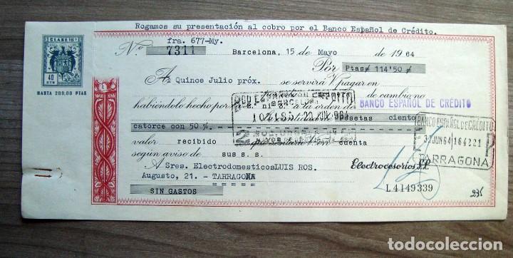 Documentos bancarios: Letra de cambio electrocesorios s. l. barcelona1964 - Foto 1