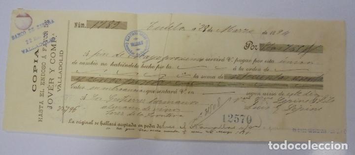 Documentos bancarios: LETRA DE CAMBIO. JOVER Y COMPA&Ntilde;IA. VALLADOLID. 1894 - Foto 1