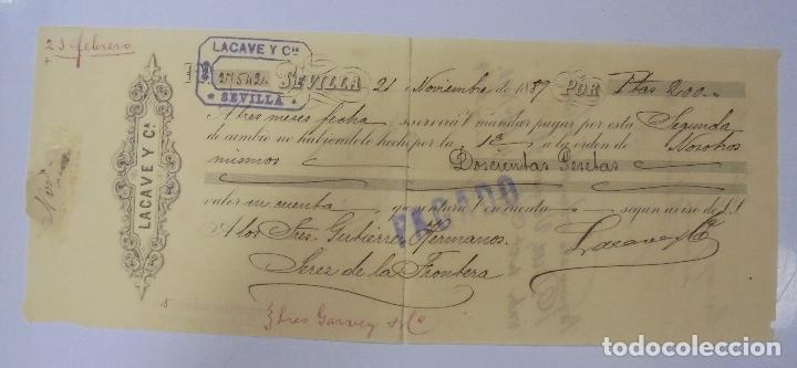 Documentos bancarios: LETRA DE CAMBIO. LACAVE Y CIA. SEVILLA. 1889. - Foto 1