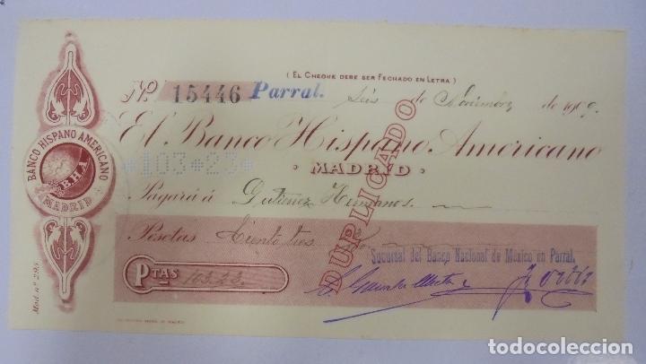 Documentos bancarios: CHEQUE. BANCO HISPANO AMERICANO. MADRID. 1909 - Foto 1