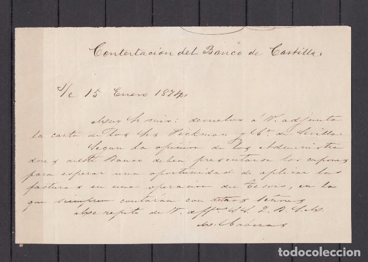 Documentos bancarios: ,,,contestaci&oacute;n del banco de castilla 15/1/1874 - Foto 1