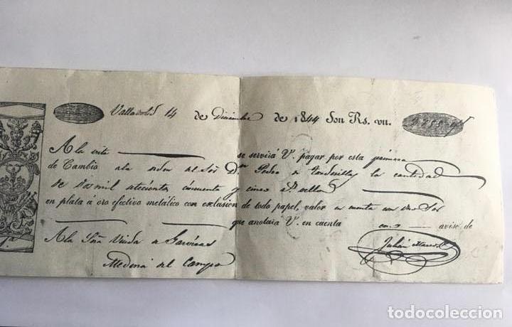 Documentos bancarios: Letra de cambio Valladolid 1844 - Foto 1