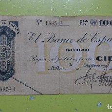 Documentos bancarios: PAGARE 100 PESETAS, BILBAO 1 SEPTIEMBRE 1936