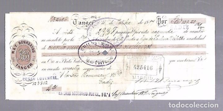 Documentos bancarios: LETRA DE CAMBIO. M & Y.BENASAYAG. TANGER. 1897 - Foto 1