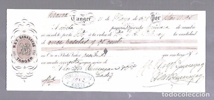 Documentos bancarios: LETRA DE CAMBIO. M & Y.BENASAYAG. TANGER. 1898 - Foto 1