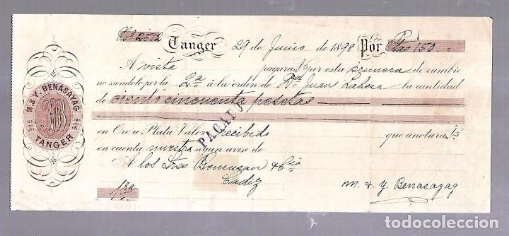 Documentos bancarios: LETRA DE CAMBIO. M & Y.BENASAYAG. TANGER. 1898 - Foto 1