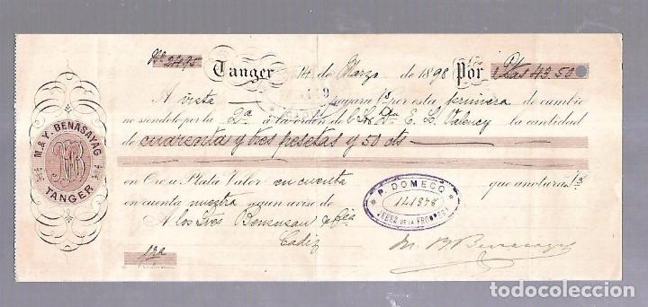 Documentos bancarios: LETRA DE CAMBIO. M & Y.BENASAYAG. TANGER. 1898 - Foto 1