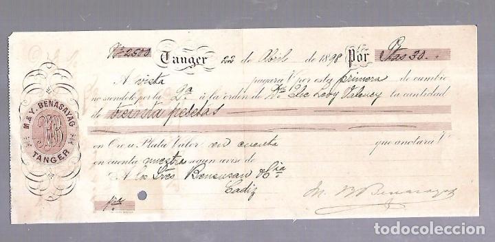 Documentos bancarios: LETRA DE CAMBIO. M & Y.BENASAYAG. TANGER. 1898 - Foto 1