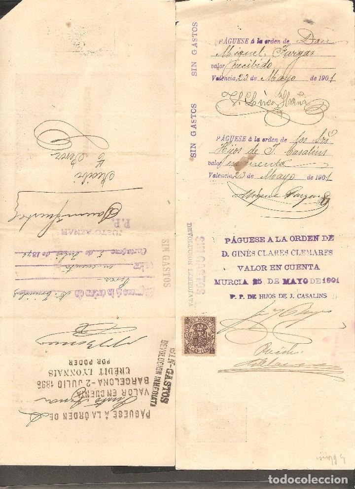 Documentos bancarios: LOTE DOS LETRAS DE CAMBIO 1896 Y 1901 . - Foto 2