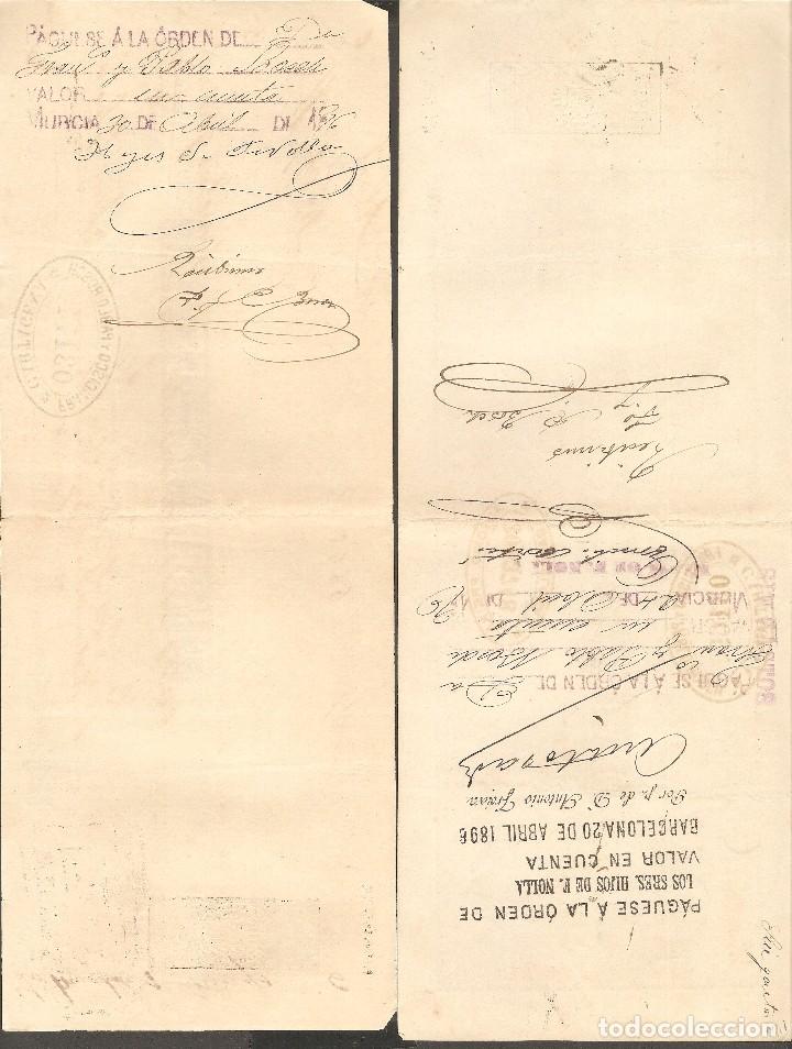 Documentos bancarios: LOTE DOS LETRAS DE CAMBIO 1896 . - Foto 2