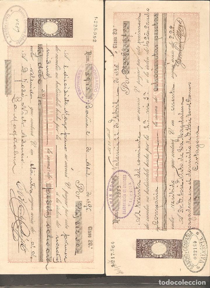 Documentos bancarios: LOTE DOS LETRAS DE CAMBIO 1896 . - Foto 1
