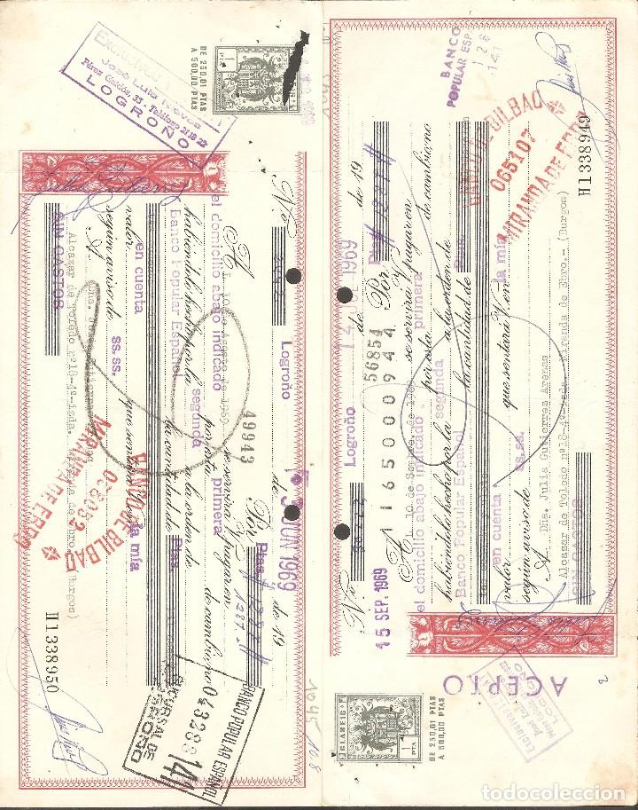 Documentos bancarios: LOTE DOS LETRAS DE CAMBIO 1969 - Foto 1