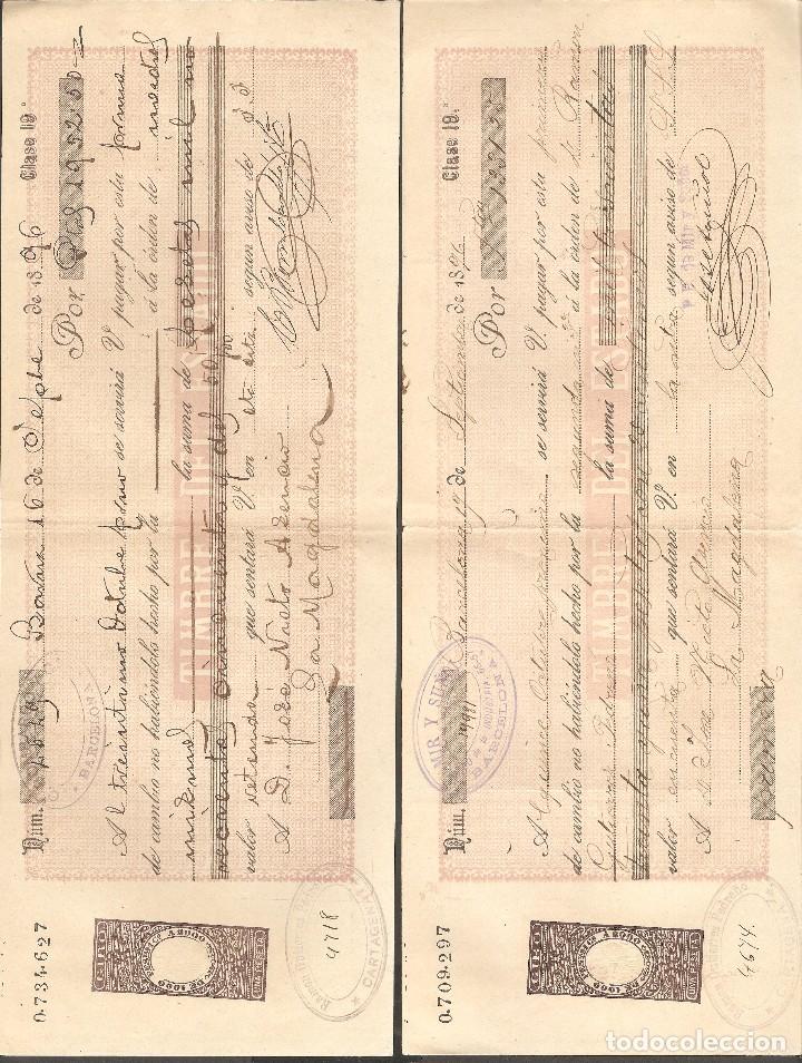 Documentos bancarios: LOTE DOS LETRAS DE CAMBIO 1896. - Foto 1