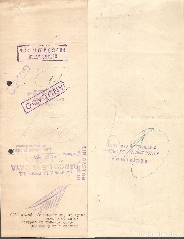 Documentos bancarios: LOTE DOS LETRAS DE CAMBIO 1950 Y 1959. - Foto 2