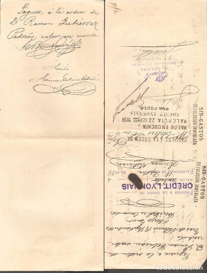 Documentos bancarios: LOTE DOS LETRAS DE CAMBIO 1896. - Foto 2