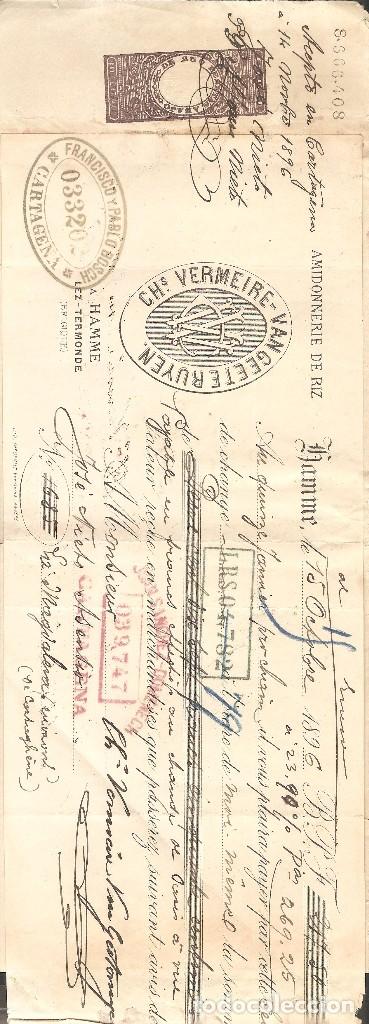Documentos bancarios: LETRA DE CAMBIO 1896 BELGICA. - Foto 1