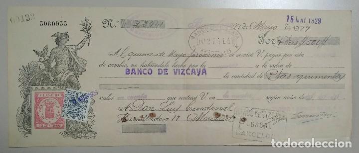 Documentos bancarios: LETRA DE CAMBIO EN BANCO de vizcaya. 1929 - Foto 1