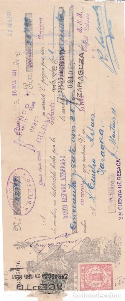 Documentos bancarios: Letra Rafael Calzaca Bilbao 1931 - Foto 1