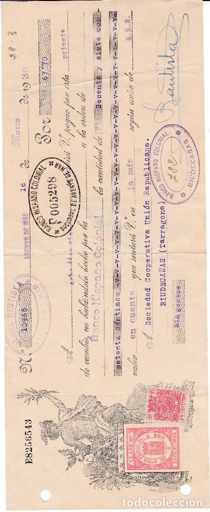 Documentos bancarios: Letra Daniel Bautista Arenys de Mar 1936 - Foto 1