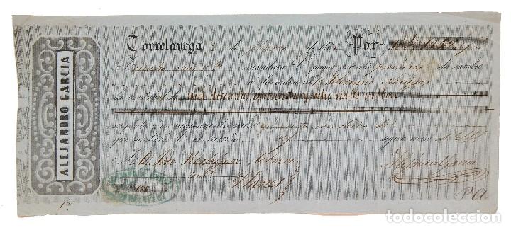 Documentos bancarios: LETRA DE CAMBIO ALEJANDRO GARC&Iacute;A. TORRELAVEGA SANTANDER 1865 - Foto 1
