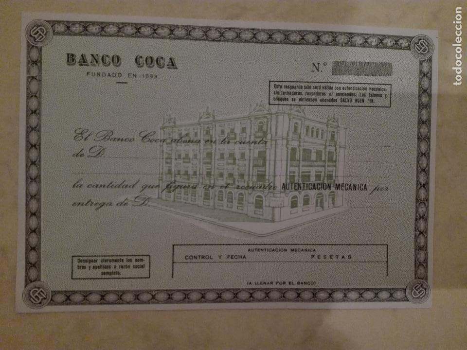 Documentos bancarios: BANCO COCA - DOCUMENTO DE ABONO - EN BLANCO - Foto 1