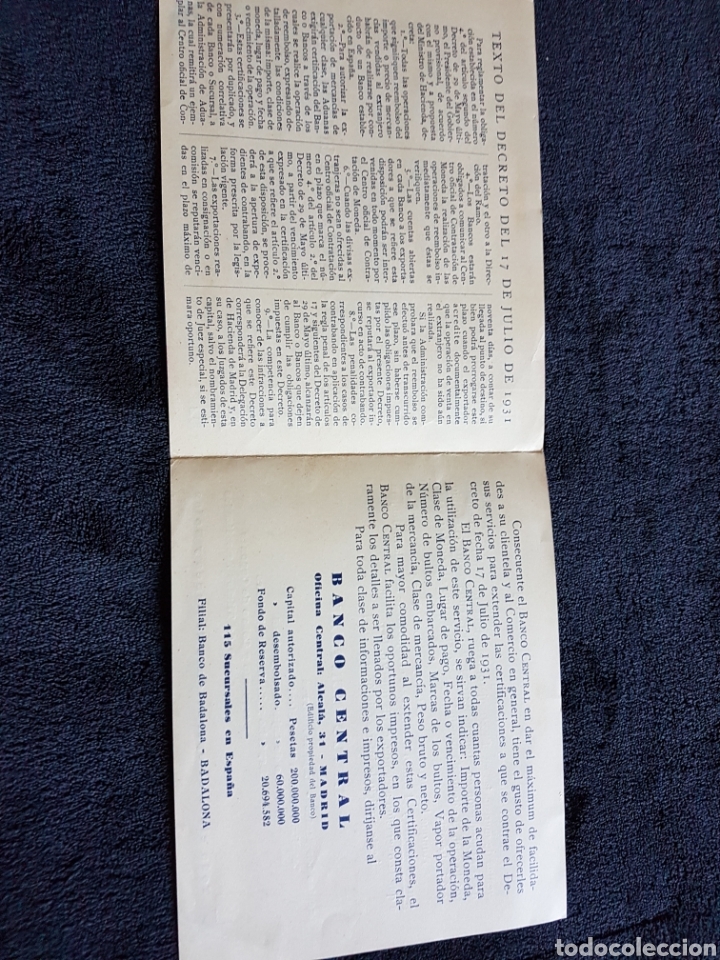 Documentos bancarios: Documento banco Central 1931 Exportadores - Foto 2