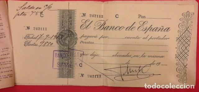 Documentos bancarios: TALONARIO DE CHEQUES DEL BANCO DE ESPA&Ntilde;A 1913 - Foto 1