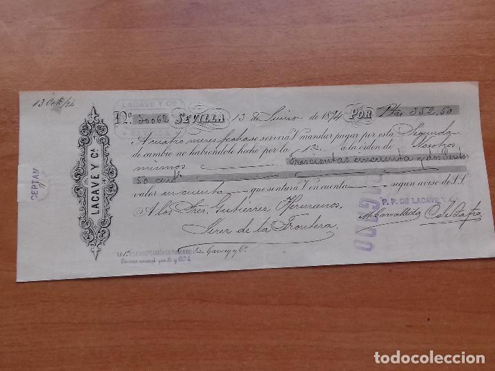 Documentos bancarios: LETRA DE CAMBIO. LACAVE Y C&ordf;. SEVILLA. 13-JUNIO-1894. - Foto 1