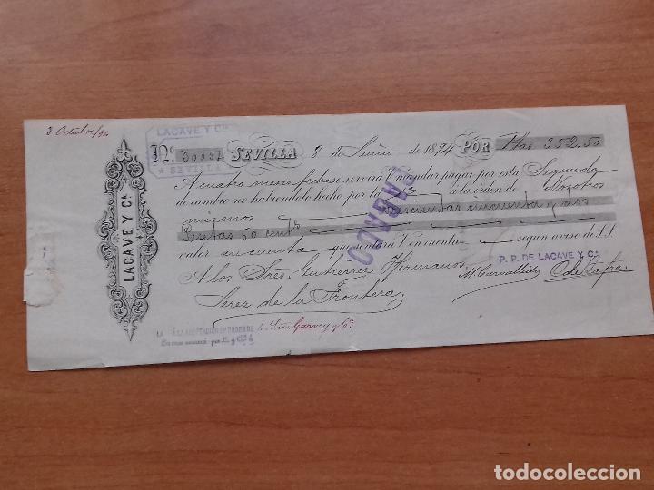 Documentos bancarios: LETRA DE CAMBIO. LACAVE Y C&ordf;. SEVILLA. 8-JUNIO-1894. - Foto 1